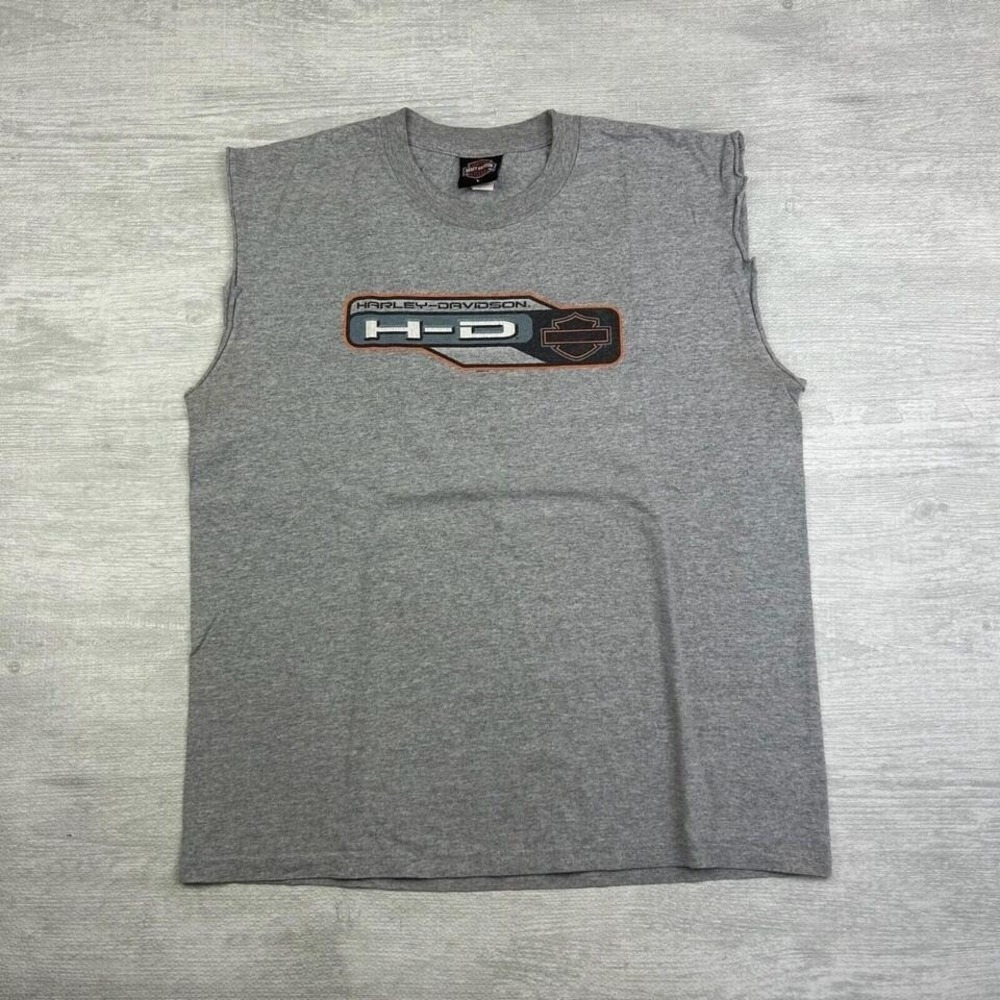 Vintage Harley Davidson Shirt‎ Adult Large Gray Sleeveless Motorcycle Salem NC